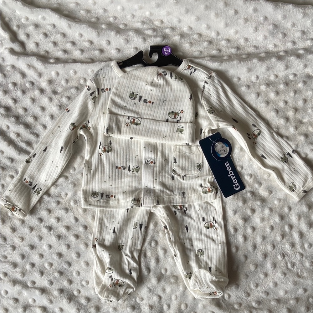 Gerber White and Green Kids Matching Set